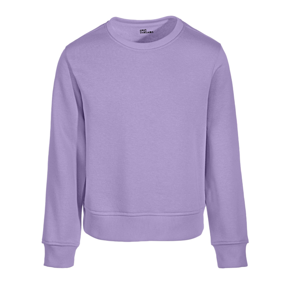 Epic Threads Little Girls Fleece Crewneck Sweatshirt Purple Roses Size 6